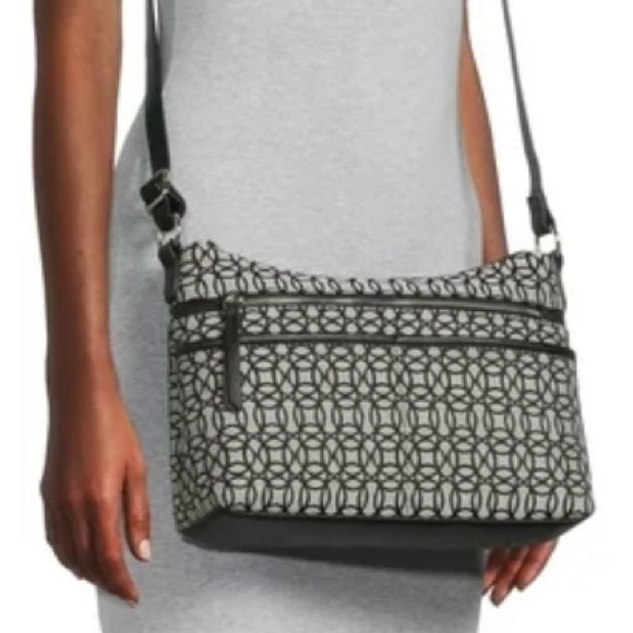 Hallie Crossbody Handbag in Black/Beige Jacquard - Picture 9 of 9